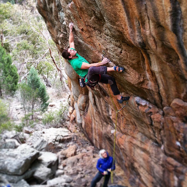 Duncan throwing down on the obscure (but highly worthwhile) classic sport rig, “Raptures Of The Steep” (25 / 7b).