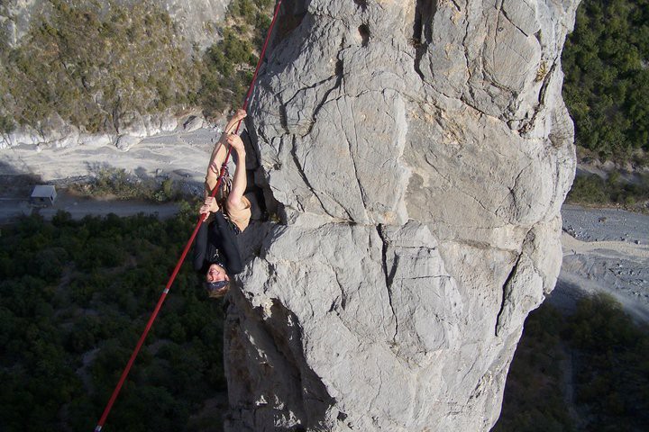 Quest attempting a massive slackline.